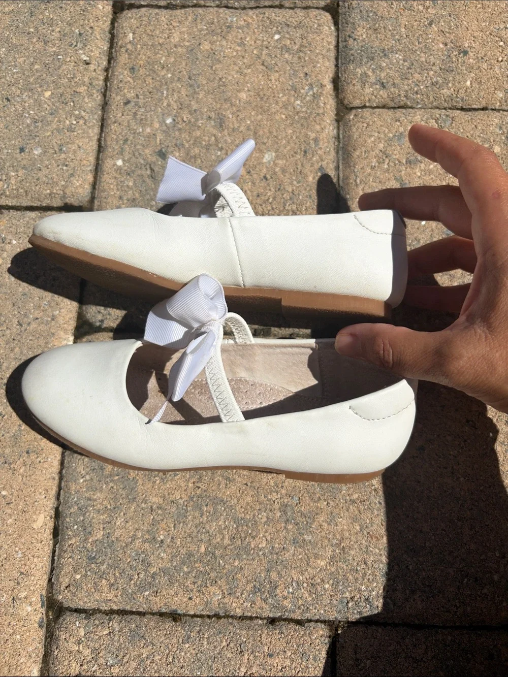 L’Amour White Girls Bow Mary Jane Flats